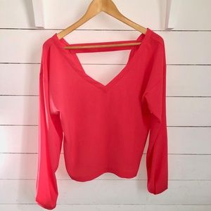 Deep V Coral Blouse 👚